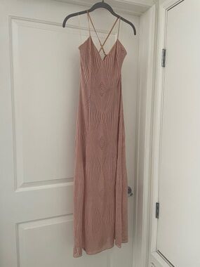 Dusty Rose Knit Slip Maxi Dress with Spaghetti Straps